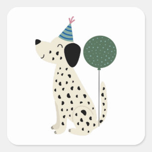 Cute Dog Simple Minimal Happy Birthday Square Sticker