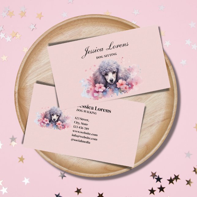 Cute Dog Sitter, Pet Groomer, Veterinarian, Poodle Business Card (Creator Uploaded)