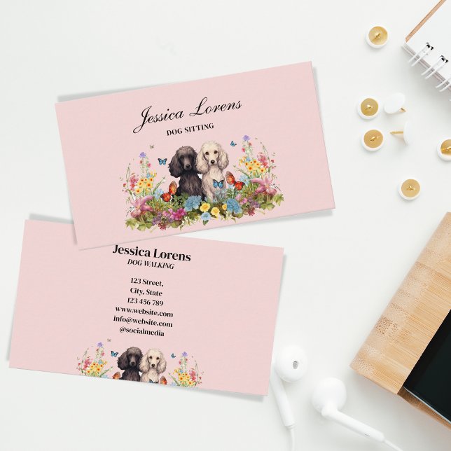 Cute Dog Sitter, Pet Groomer, Veterinarian, Poodle Business Card (Creator Uploaded)