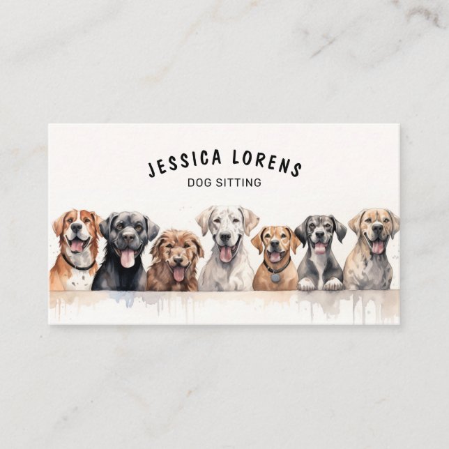 Cute Dog Sitter, Pet Groomer, Veterinarian, Puppy  Business Card (Front)
