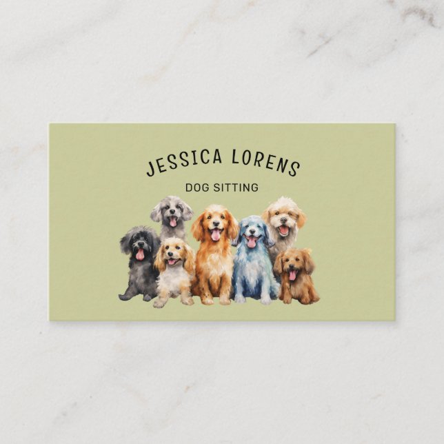 Cute Dog Sitter, Pet Groomer, Veterinarian, Puppy  Business Card (Front)