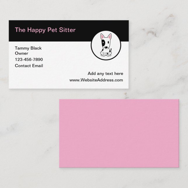 Cute Dog Sitting Simple Business Cards (Front/Back)