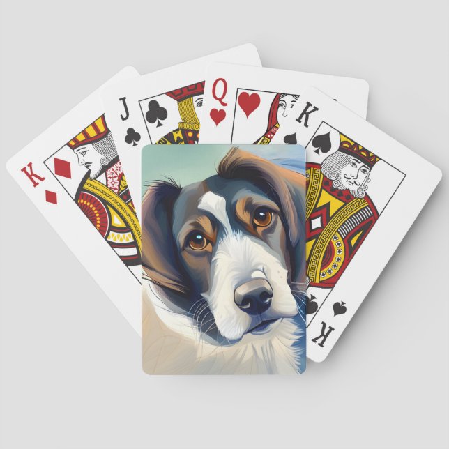 Cute Dog Sketch Portrait Playing Cards (Back)