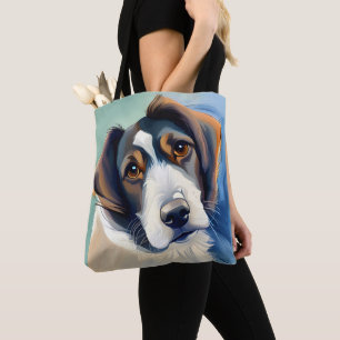 Cute Dog Sketch Portrait Tote Bag