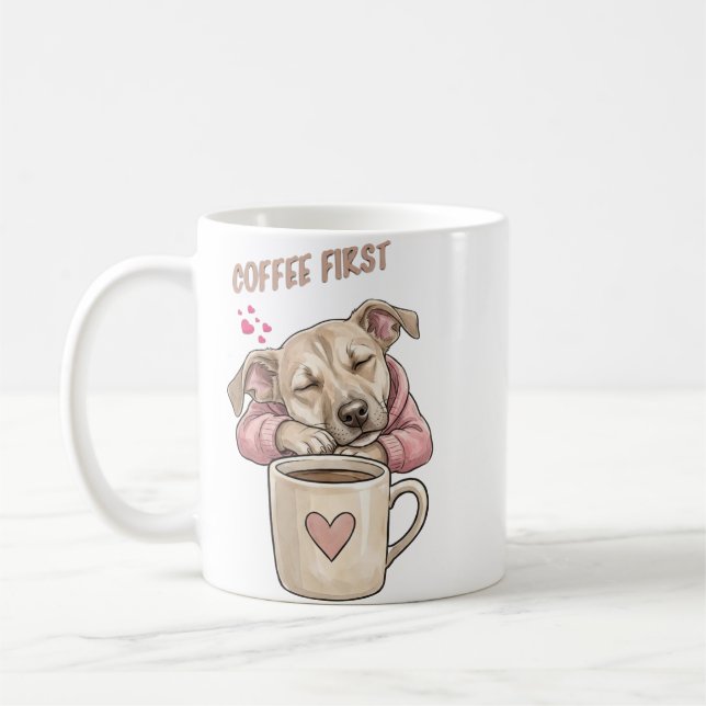 Cute dog sleeping peacefully  coffee mug (Left)