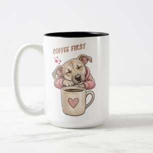 Cute dog sleeping peacefully Two-Tone coffee mug
