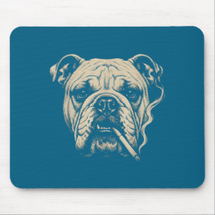 Cute Dog Smoking Cigarette English Bulldog Mouse Mat