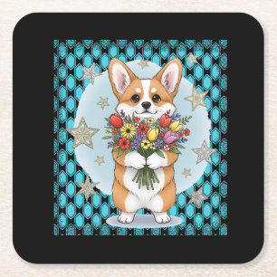 cute dog square paper coaster