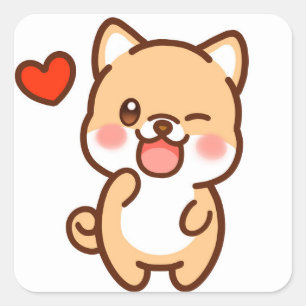 Cute dog square sticker