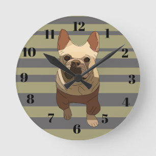 Cute dog, Striped Round Clock