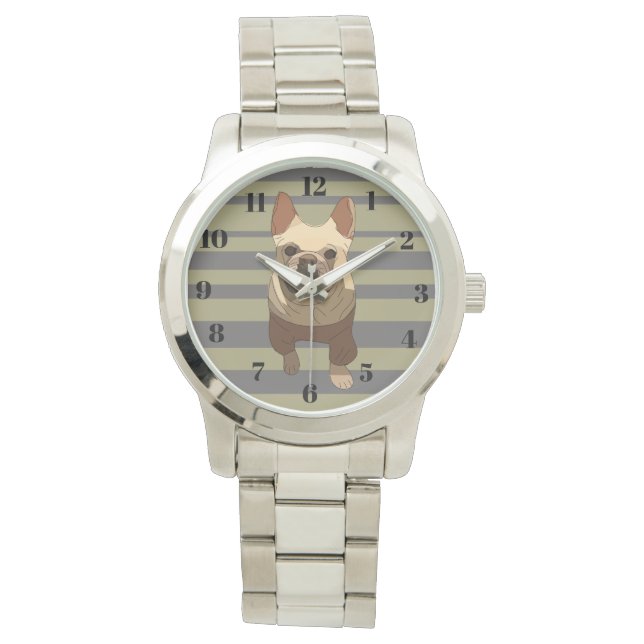 Cute dog, Striped Watch (Front)
