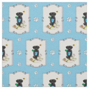 Cute Dog - Summer Beach Black Labrador Retriever Fabric