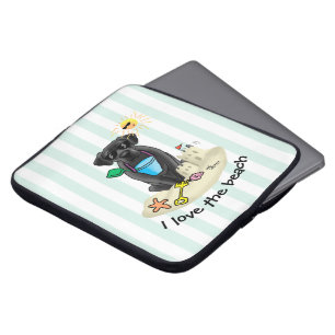 Cute Dog - Summer Beach Black Labrador Retriever Laptop Sleeve