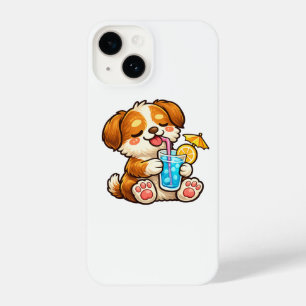 Cute Dog Summer Drink iPhone 14 Case