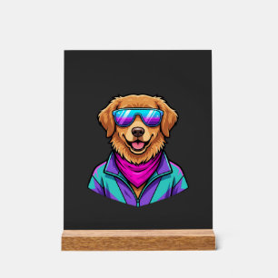 Cute Dog Sunglasses Retro Neon Art_1 Acrylic Sign