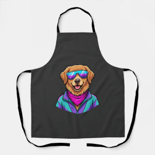 Cute Dog Sunglasses Retro Neon Art_1 Apron