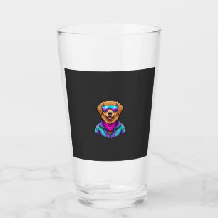 Cute Dog Sunglasses Retro Neon Art_1 Glass