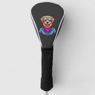 Cute Dog Sunglasses Retro Neon Art_1 Golf Head Cover