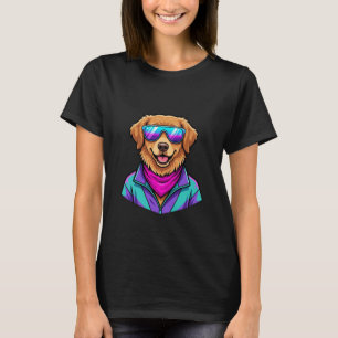 Cute Dog Sunglasses Retro Neon Art_1 T-Shirt