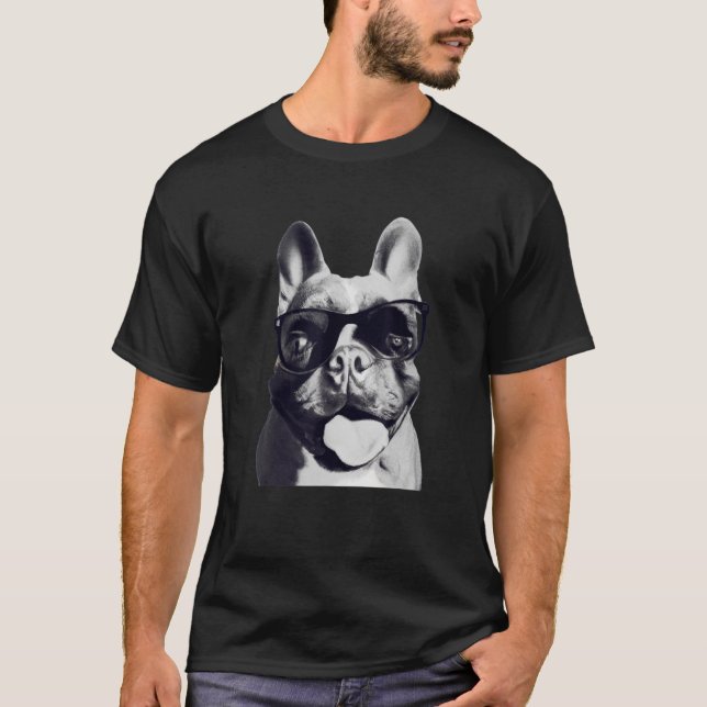 Cute Dog Tongue Out Retro French Bulldog T-Shirt (Front)
