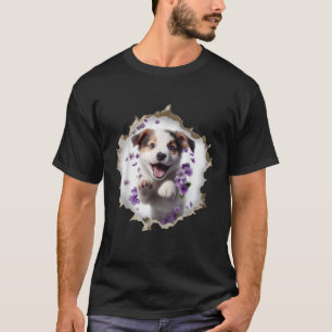 Cute Dog Torn Fabric Kawaii Puppy Funny Dog Lovers T-Shirt