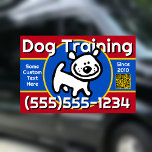 Cute Dog Training Dog Walking Customisable  Car Magnet<br><div class="desc">Cute, bold and EYE CATCHING car magnet to promote your dog walking, dog sitting, or dog training business. Features an adorable hand drawn puppy with a big smile and is professional created by artist with 30 years experience in sign design. You can edit the TEXT and COLORS to suit your...</div>