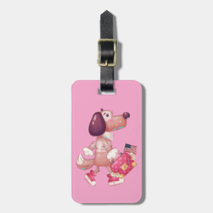 Cute Dog travelling illustration customisable Phot Luggage Tag