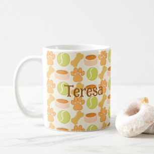 Cute Dog Treats And Toys Pattern Design Coffee Mug
