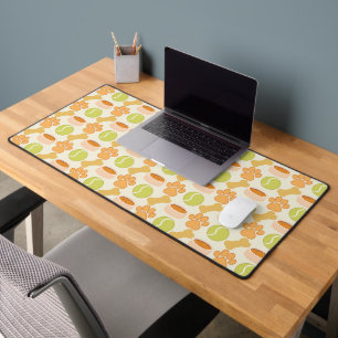 Cute Dog Treats And Toys Pattern Design Desk Mat