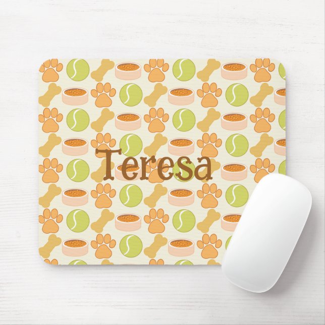 Cute Dog Treats And Toys Pattern Design Mouse Mat (With Mouse)
