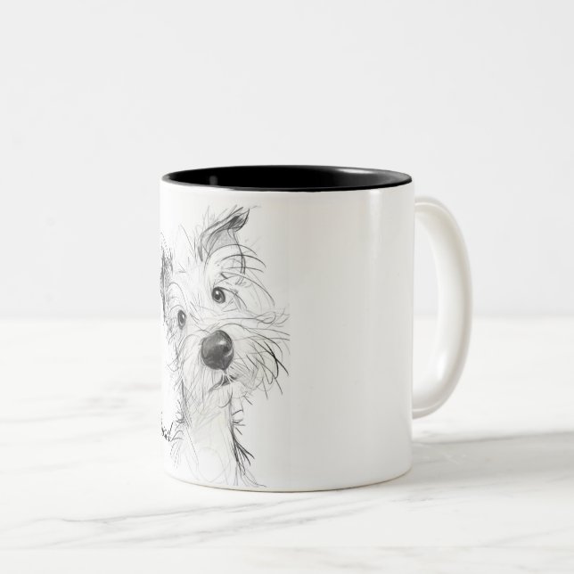Cute Dog Two-Tone Coffee Mug (Front Right)