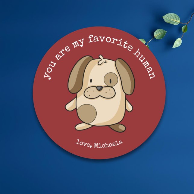 Cute Dog Valentine's Day Classic Round Sticker (Creator Uploaded)