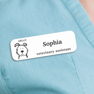 Cute Dog Veterinary Assistant Name Tag