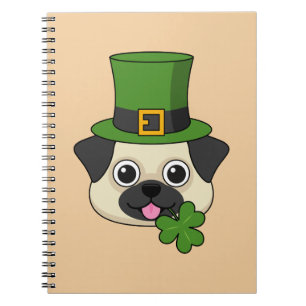 Cute Dog w Green Hat and Shamrock St Patrick's Notebook