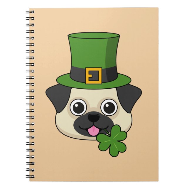 Cute Dog w Green Hat and Shamrock St Patrick's  Notebook (Front)