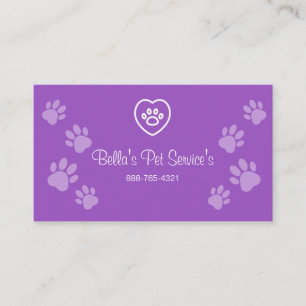 Cute Dog Walker Pet Services Purple Business Card
