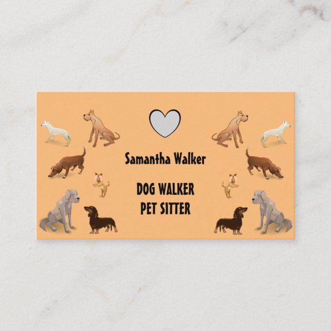Cute DOG WALKER PET SITTER Business Card (Front)