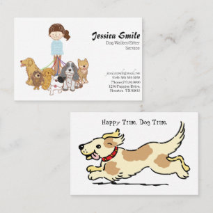 Cute Dog Walker Pet Sitter Business Card