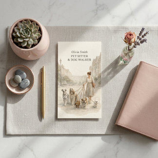 Cute Dog Walker Pet Sitter Girl Business Card