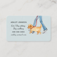 Cute Dog walker Pet sitter watercolor Blue