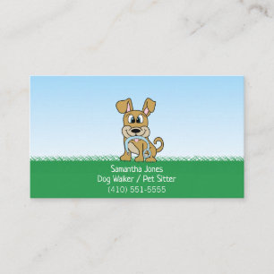Cute Dog Walker Pet Sitting Services Business Card