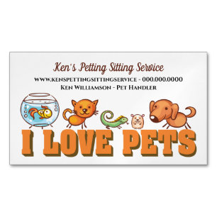 Cute Dog Walking Animal Car Pet Service  Magnetic Business Card