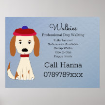 Cute Dog Walking Dog Grooming Business on Blue