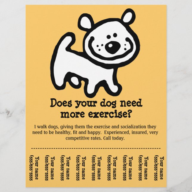 CUTE! Dog Walking promotion tear-sheet flyer_Y Flyer (Front)