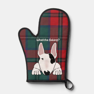 Cute dog wants his share of what you are baking oven mitt