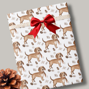 Cute Dog Watercolor Christmas Wrapping Paper