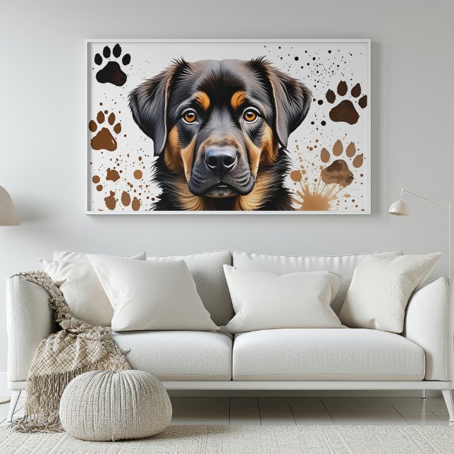 Cute Dog Watercolor Print Poster (Cute Dog Watercolor Print Poster Mockup 1)