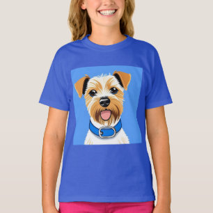 Cute Dog Wearing a Blue Collar T-Shirt