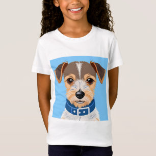 Cute Dog Wearing a Blue Collar T-Shirt