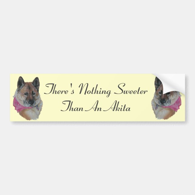 cute dog wearing pink scarf with akita slogan bumper sticker (Front)